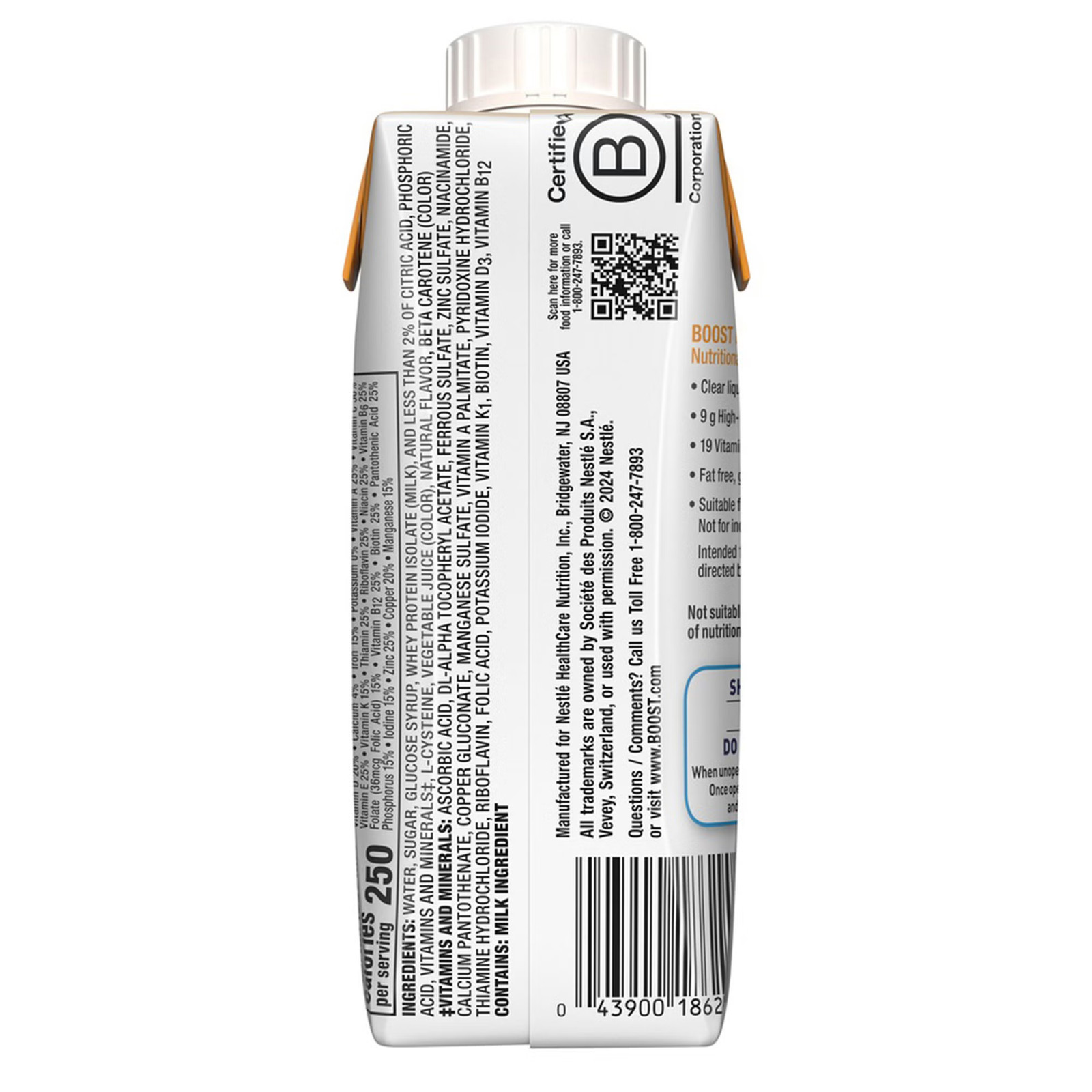 Nestle Boost Breeze Nutritional Drink Orange 8 oz Carton 24 Ct