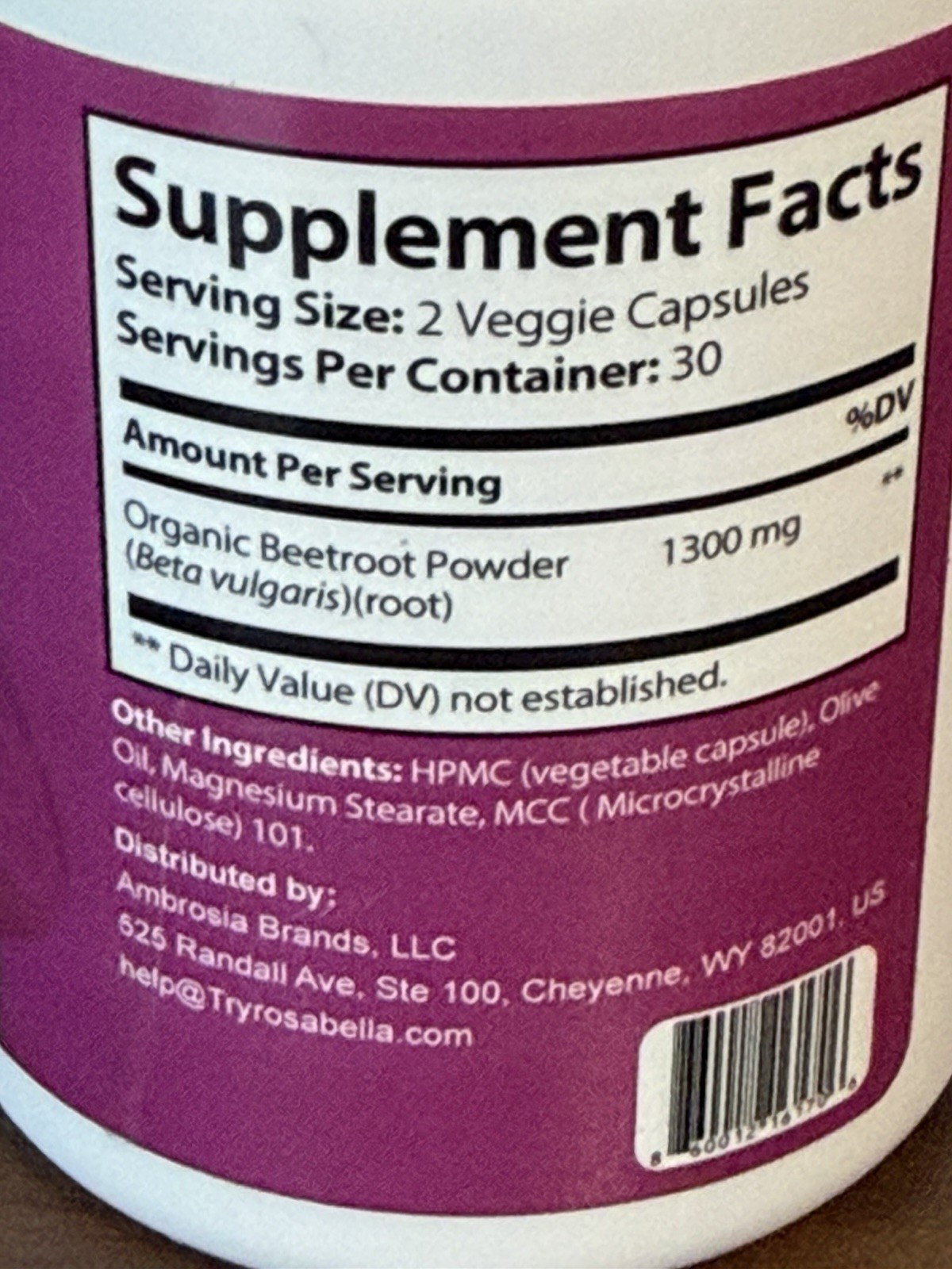 3pk Rosabella Organic BeetRoot 60 Capsules Dietary Supplement EXP. 12/2027