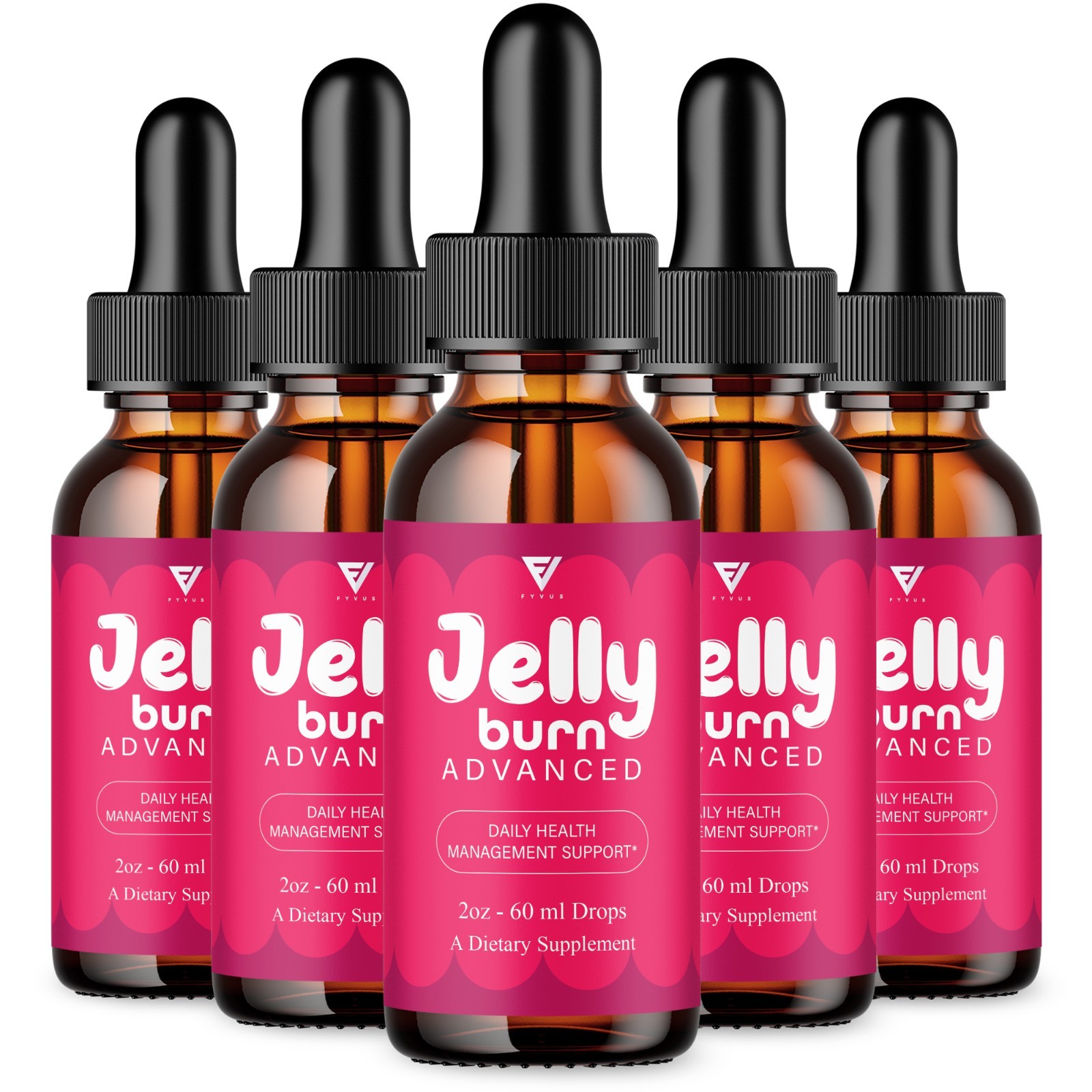 (5 Pack) Jelly Burn Weight Management Drops, JellyBurn Liquid Supplement (10oz)