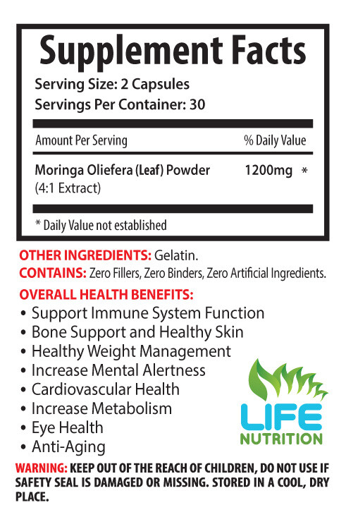 Organic Growth – MORINGA OLEIFERA – Plant-Based Protein 1 Bottle 60 Capsules