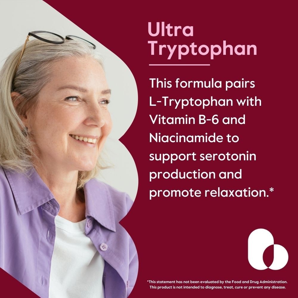 L-Tryptophan w/ B3 & B6 500mg (120 Vegetarian Capsules) -No Stearates