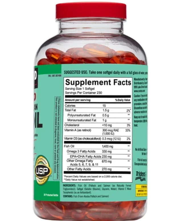 Kirkland Signature Wild Alaskan Fish Oil 1400 mg, 230 Softgels
