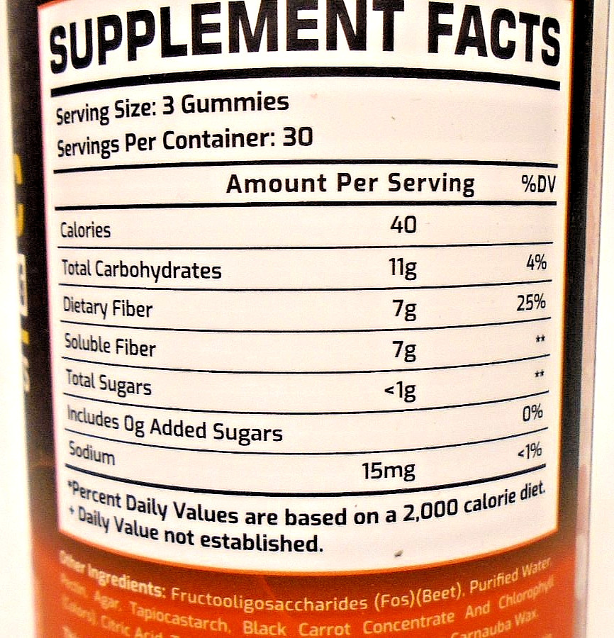 58 Bottles Prebiotic Fiber Gummies, 7g per Serving of 3 (30/Bottle) Orange 3/27