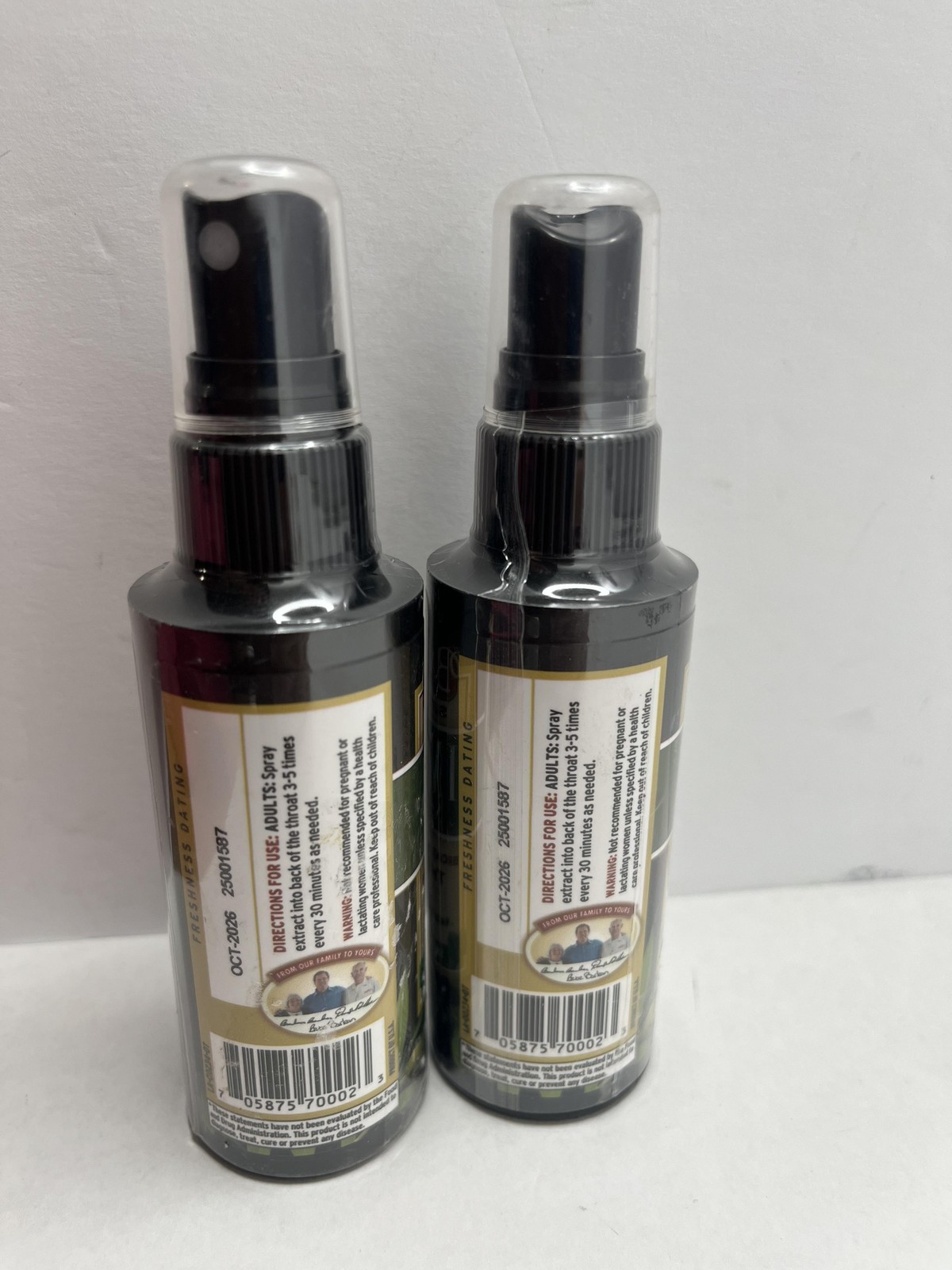 Barlean’s Immune Support 2pk Olive Leaf Throat Spray 1.5 oz Peppermint Exp 10/26