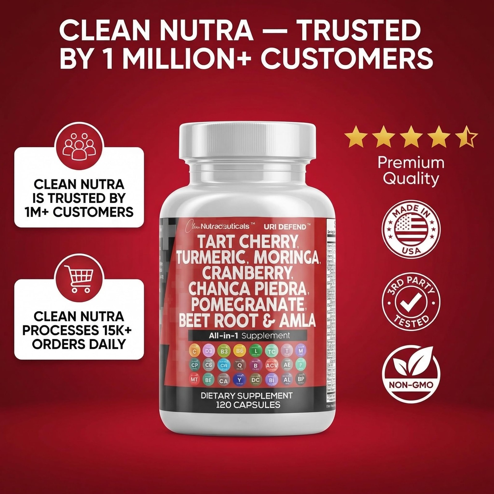 Tart Cherry Extract 120 Count (Pack of 1), Natural