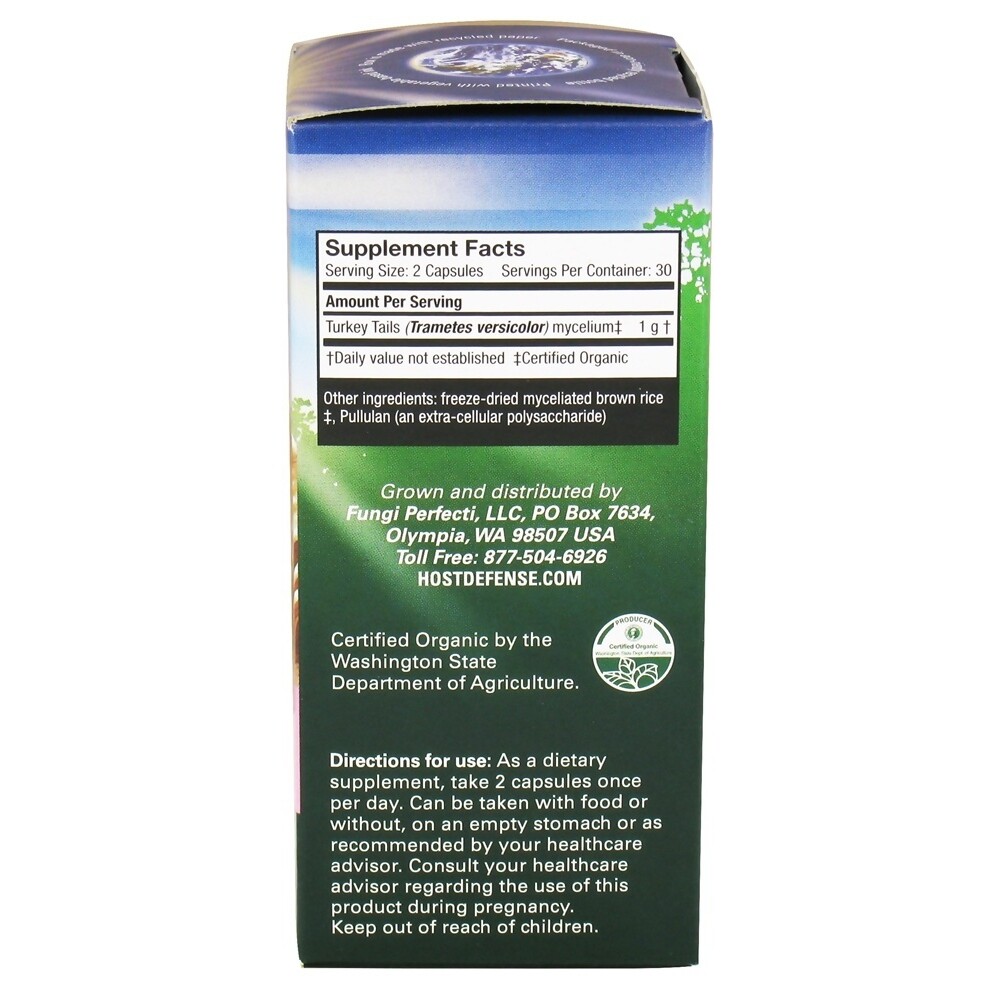 Fungi Perfecti Host Defense Turkey Tail Cellular Support, 60 Vegetarian Capsules