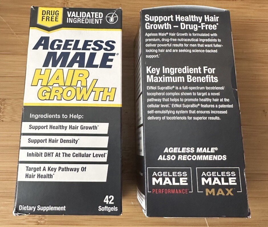 Lot of 2 Ageless Male Hair Growth 84 Softgels Total – Drug Free EXP 05/2025