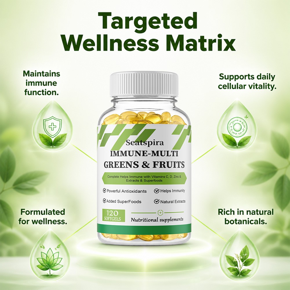 Seatspira Daily Green Fruit Immune Multi Softgel For Immune Daily Wellness 120CT