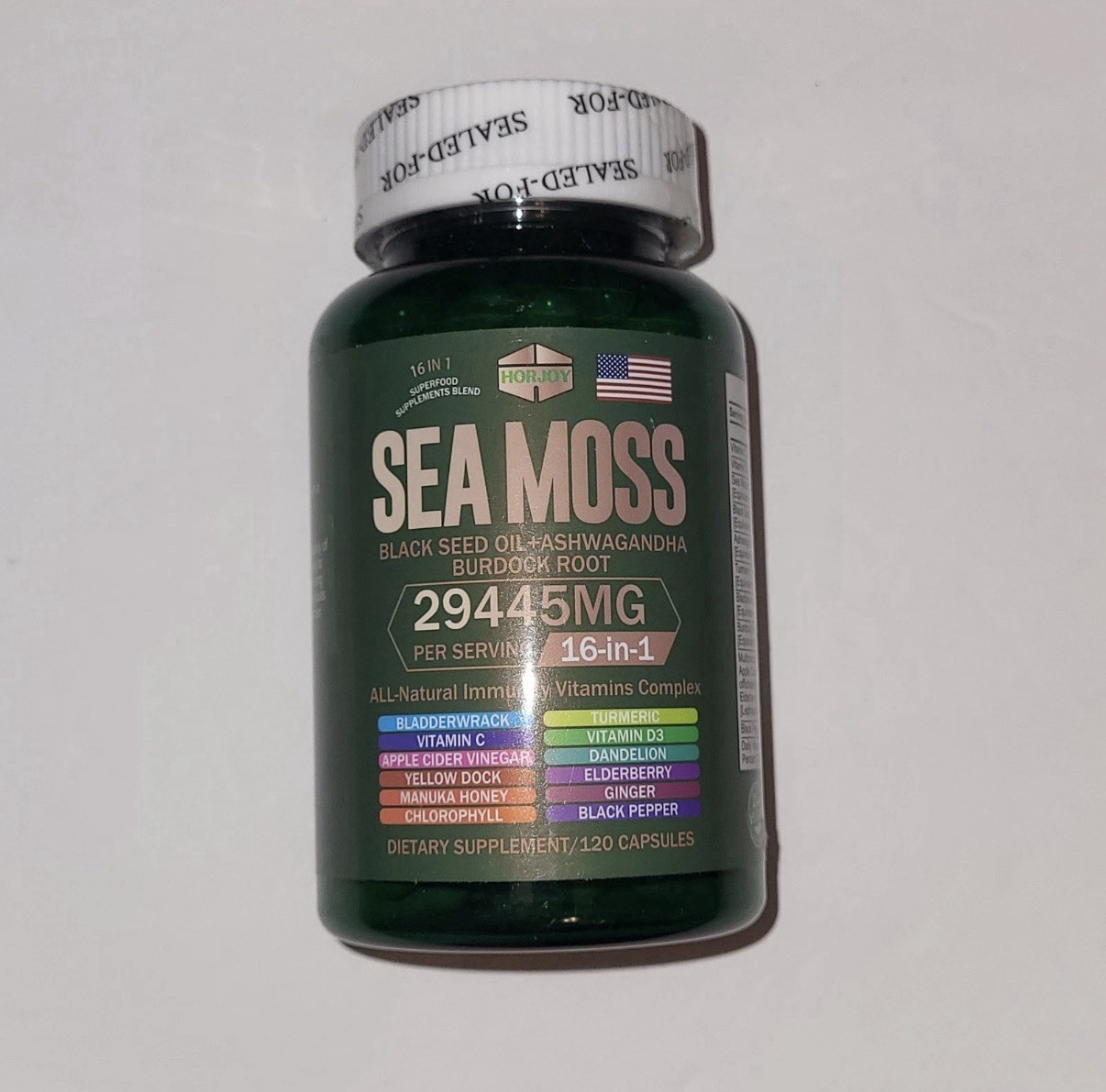 HORJOY Sea Moss 29445MG 120 Capsules EXP 01/2027 Black Seed Oil + Ashwagandha