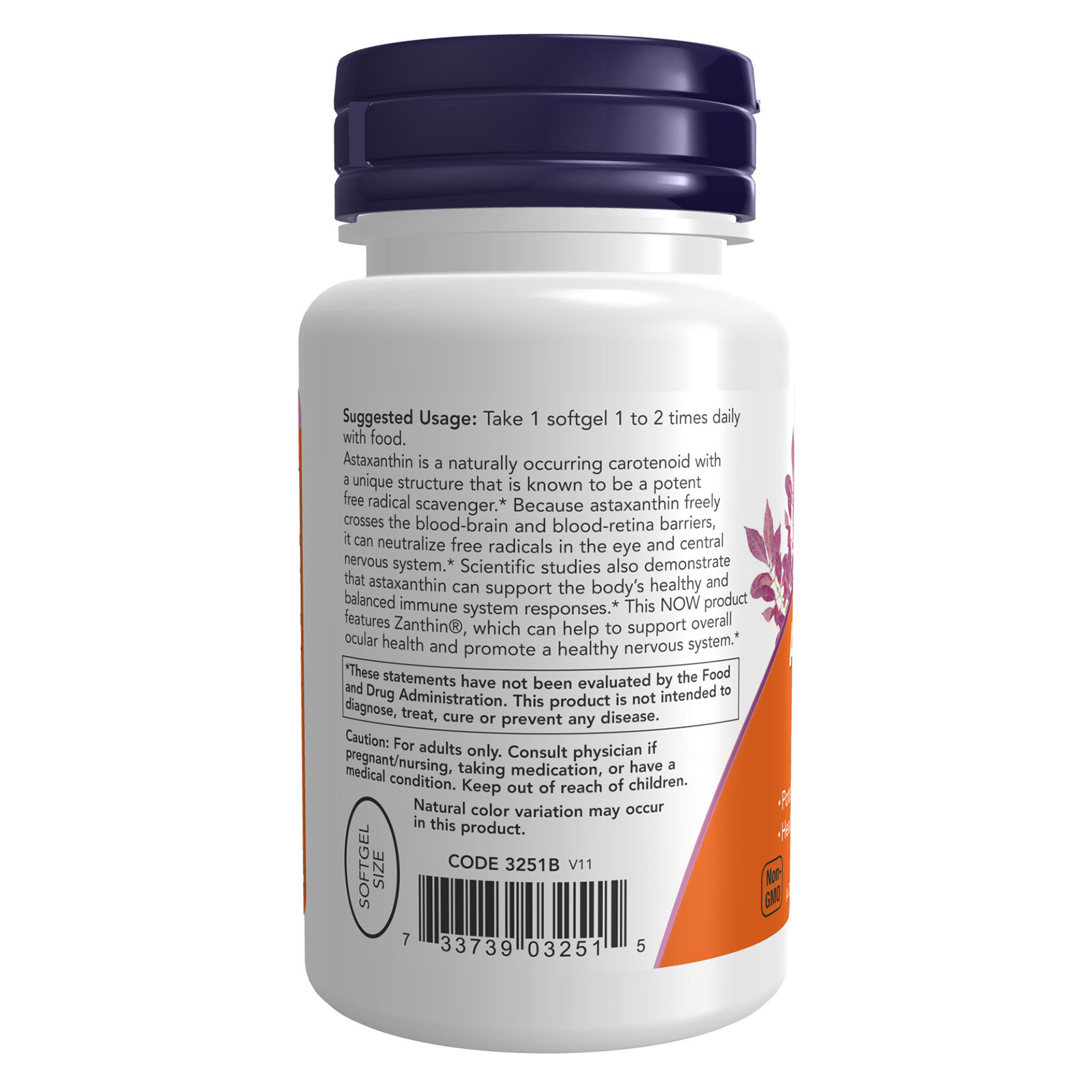 3 x NOW Astaxanthin 4 mg features Zanthin reg; Eye Health 60 Veg Softgels