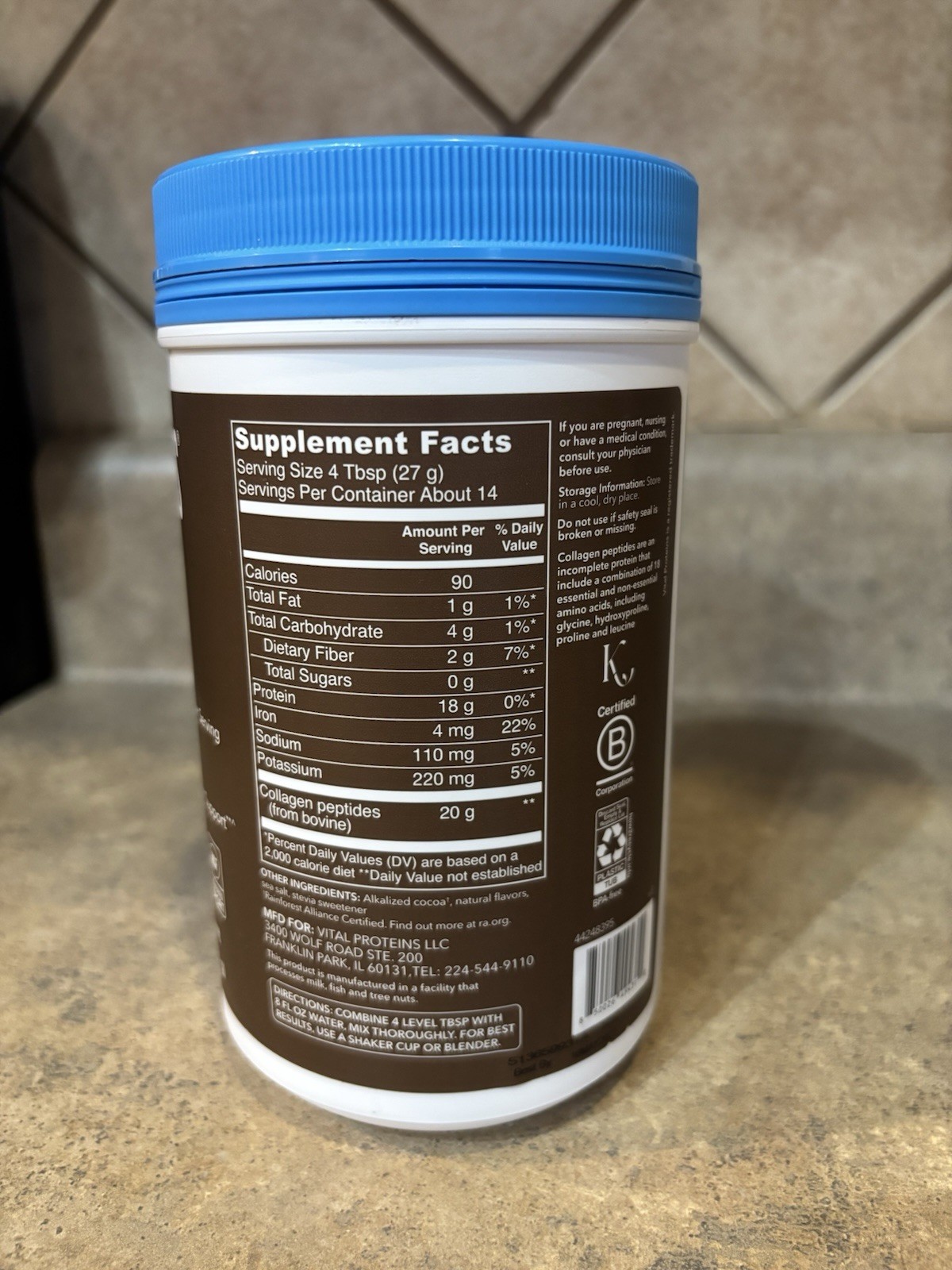 Vital Proteins Collagen Peptides Chocolate Flavor Dietary Supplement – 13.5oz