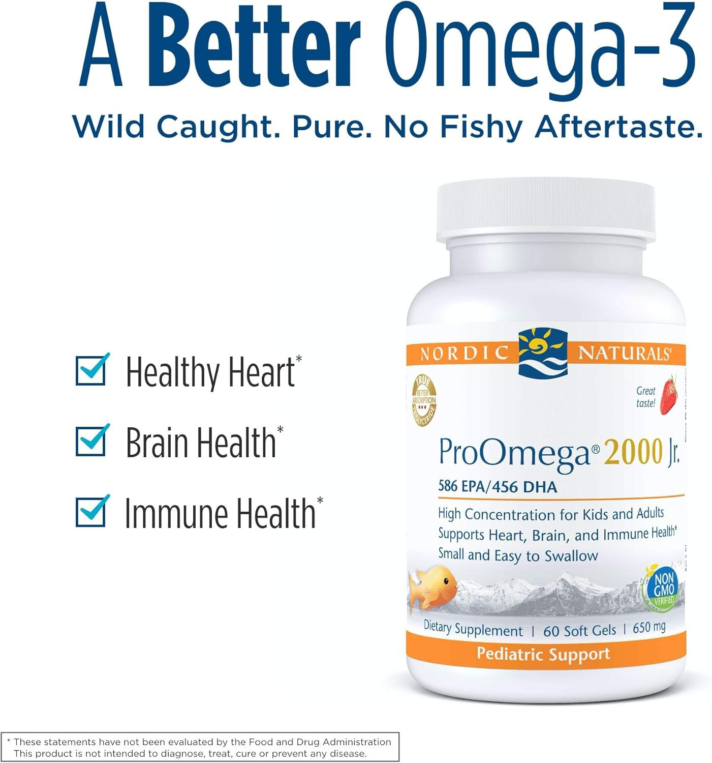 NEW Nordic Naturals ProOmega 2000 Junior -Omega 3 Formula for Teenagers, 60 Soft