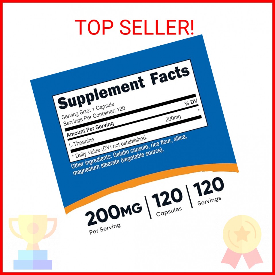 Nutricost L-Theanine 200mg, 120 Capsules, Double Strength – Non-GMO, Gluten Free