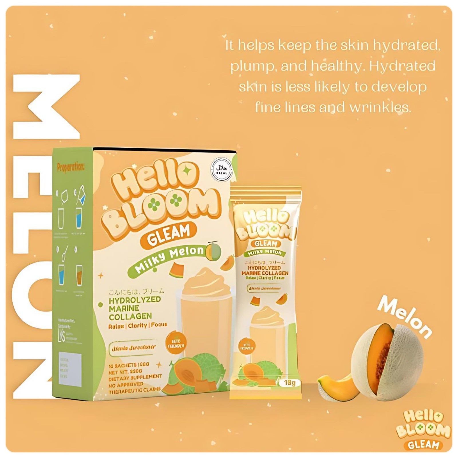 Hello Bloom GLEAM Milky Melon, 10 Sachets