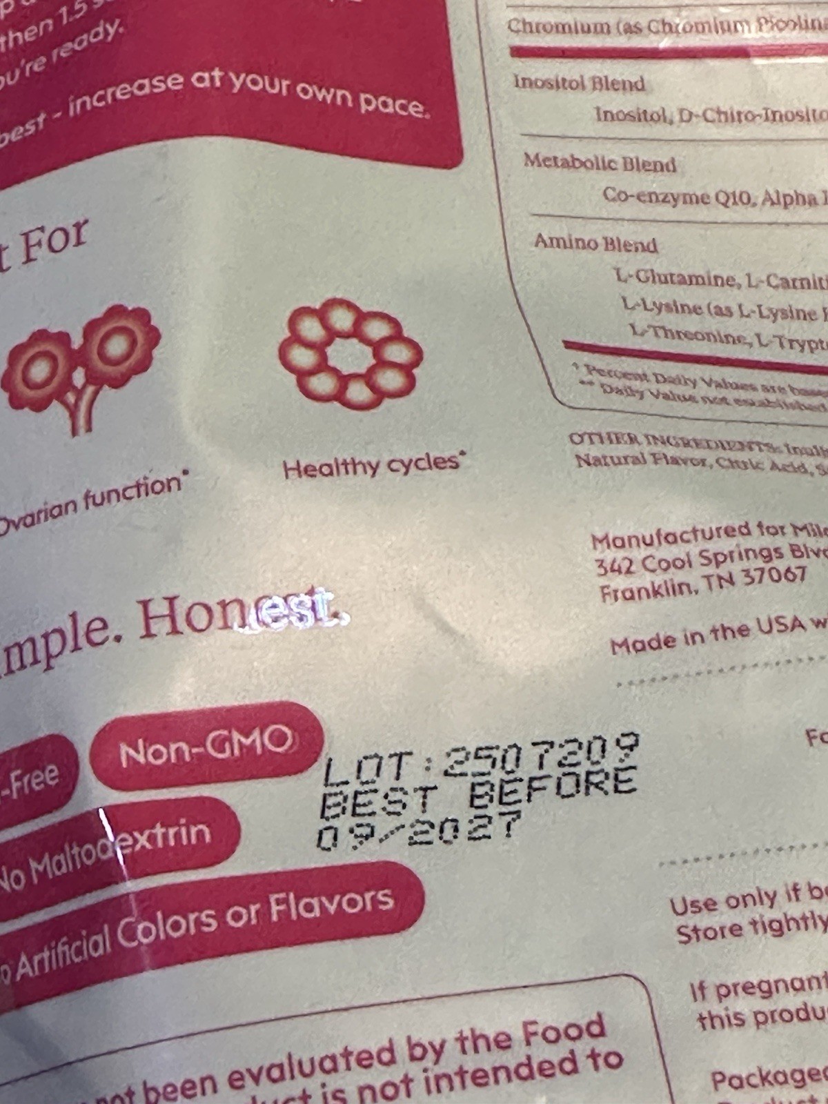 MILAMEND Hormone Balance Unsweetened Hibiscus Tea Powder – 30-Day Supply 14.6 oz