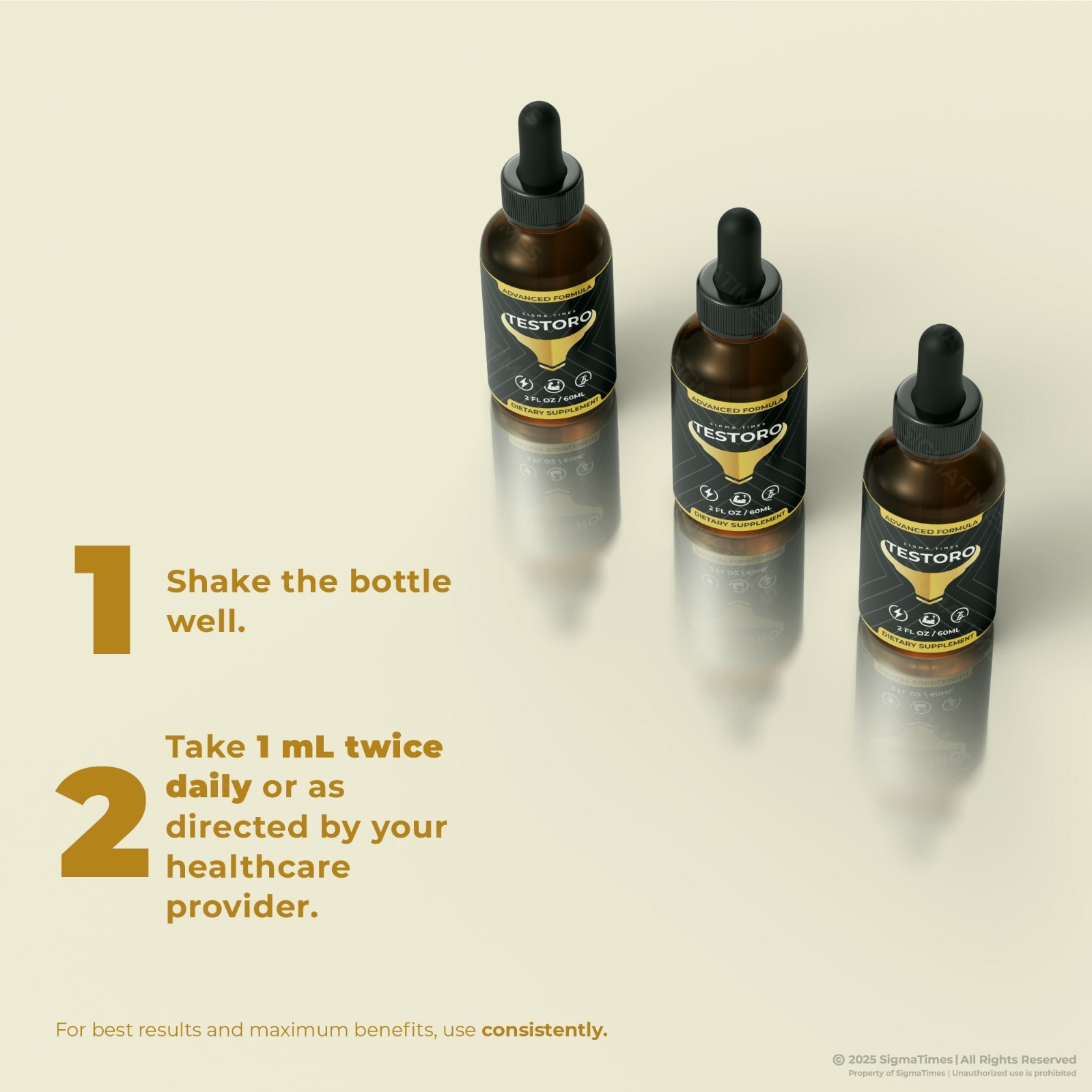 Testoro Liquid Drops, Premium Sublingual Formula for Men, Male Health – 2 Pack