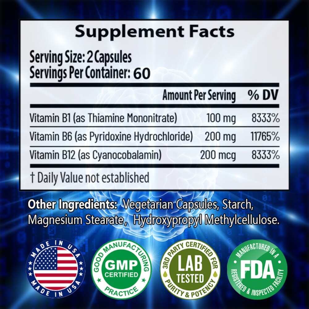 Vitamin B ComplexCapsules Immune Support Caps, Energy, Metabolism Aid