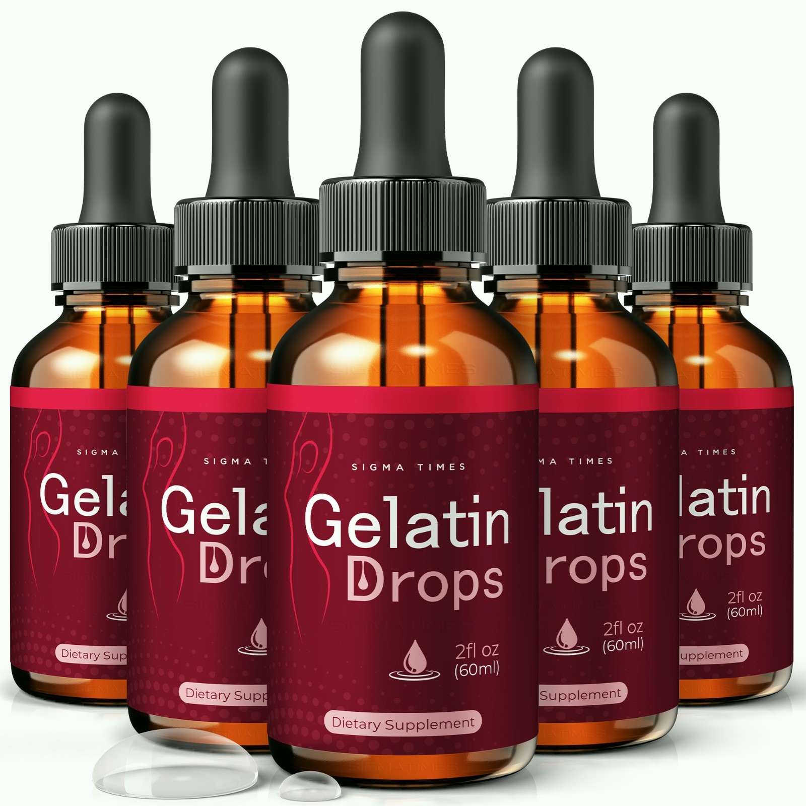 Gelatin Drops for Weight Loss, Liquid Supplement for Metabolism Boost – 5 Pack