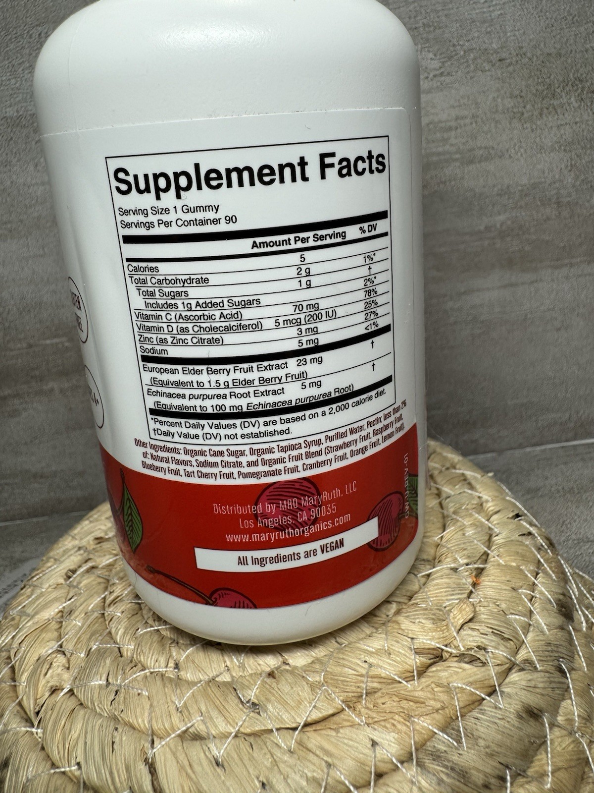 MaryRuth’s Immunity Gummies Cherry Vegan Supplement 90 Gummies Exp 06/2026