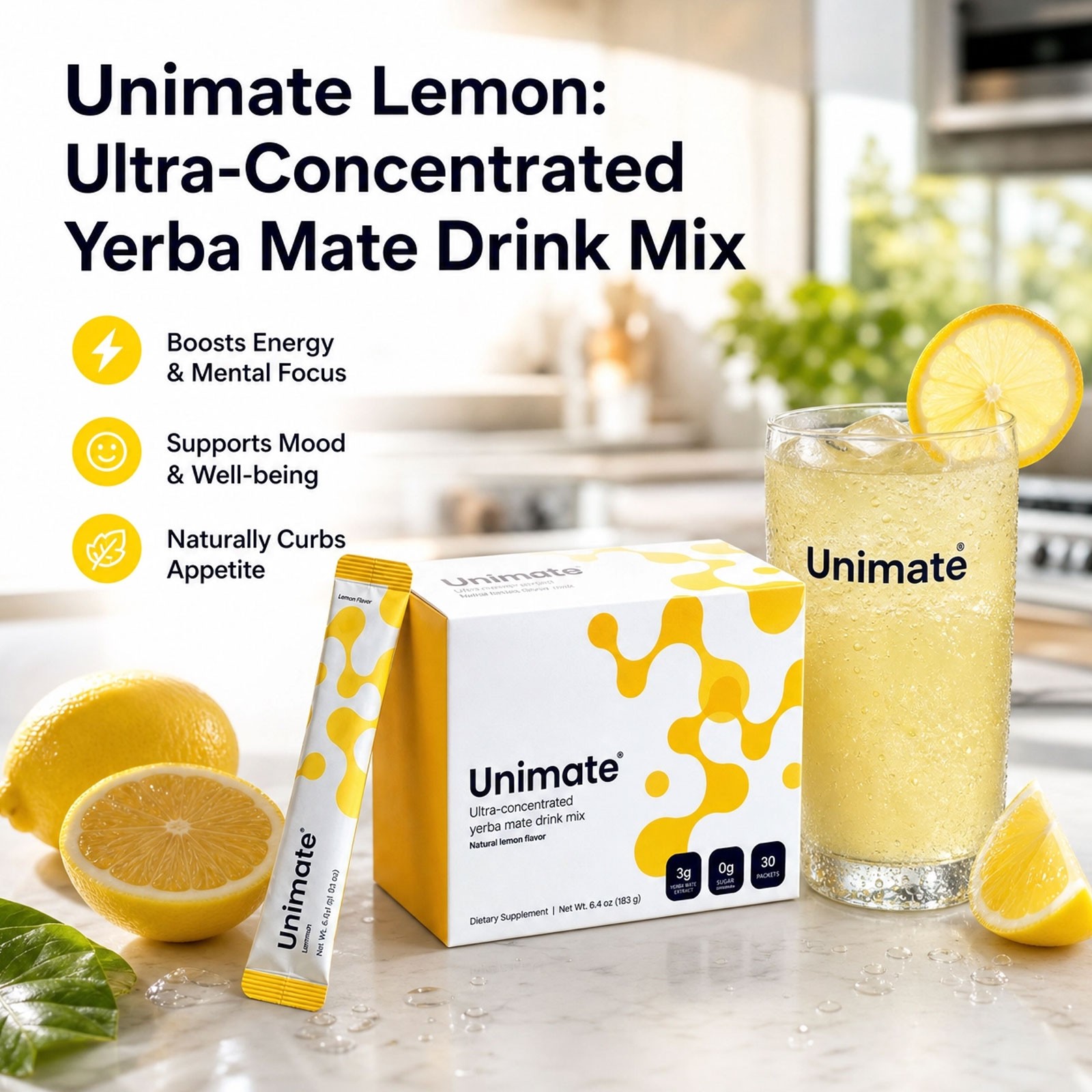 Unicity Supplement-30-count Leamon Flavor Unimate pack-Freshs- Energizing1