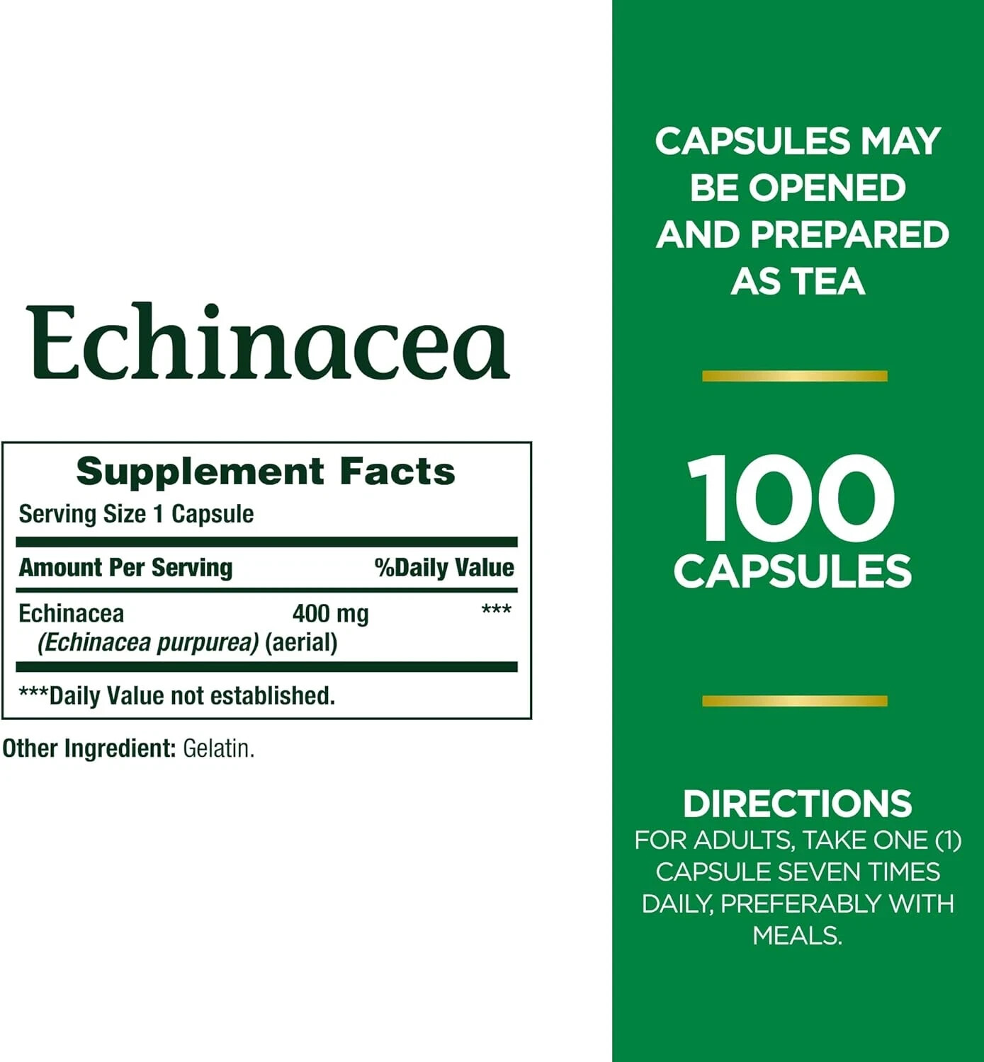 Natures Nature’s Bounty Echinacea 400 mg – 100 Capsules EXP 02/27