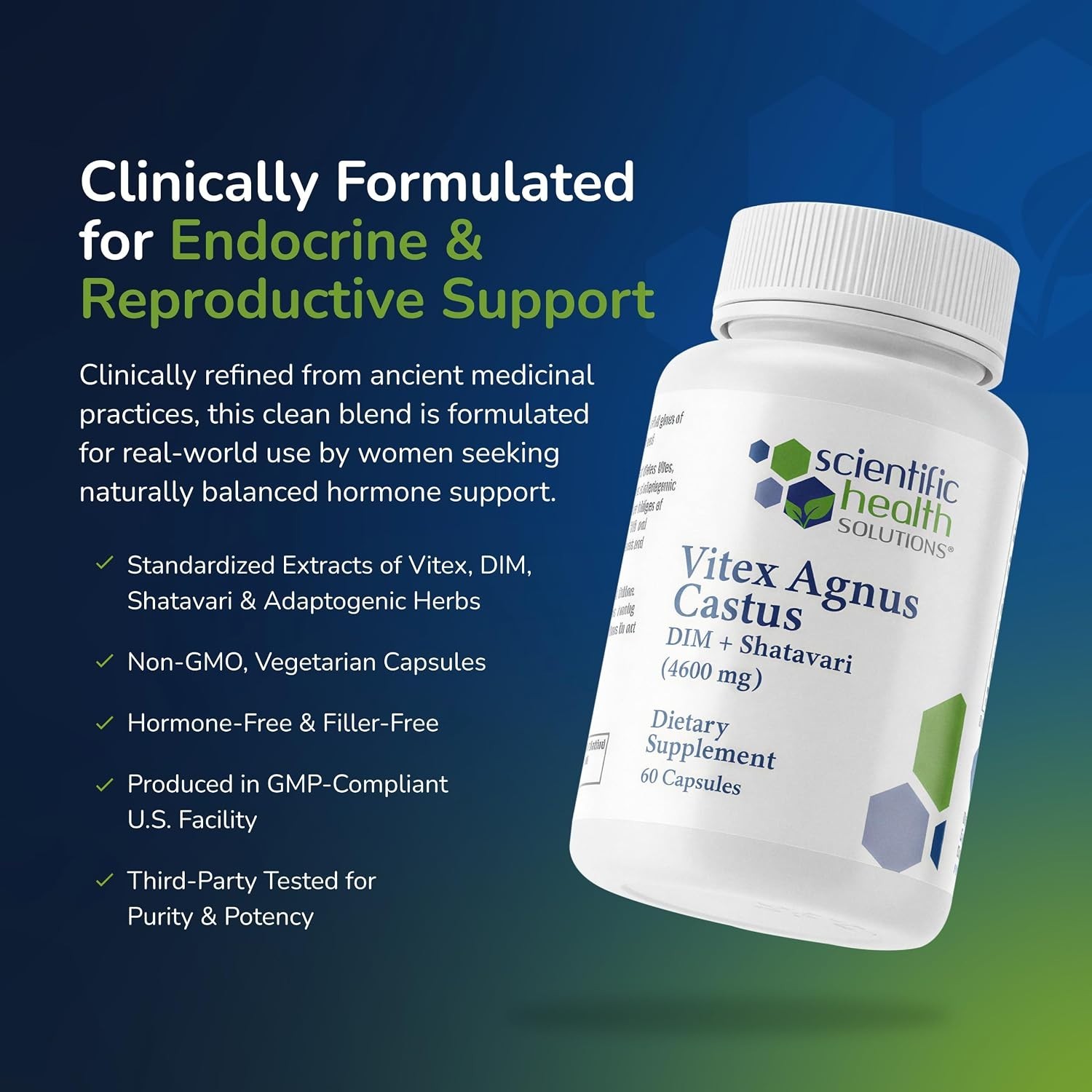 Vitex Agnus Castus DIM + Shatavari 4600mg, 60 Capsules, Women’s Hormonal Health