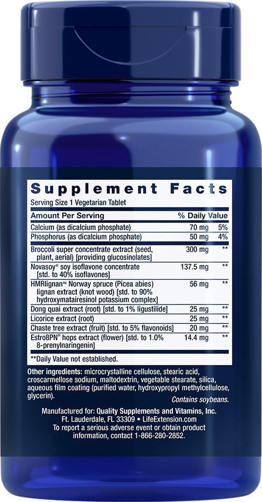 Life Extension Estrogen For Women 2X30tabs Brocc/Estro8PN/Licorice/Vitex NonGMO