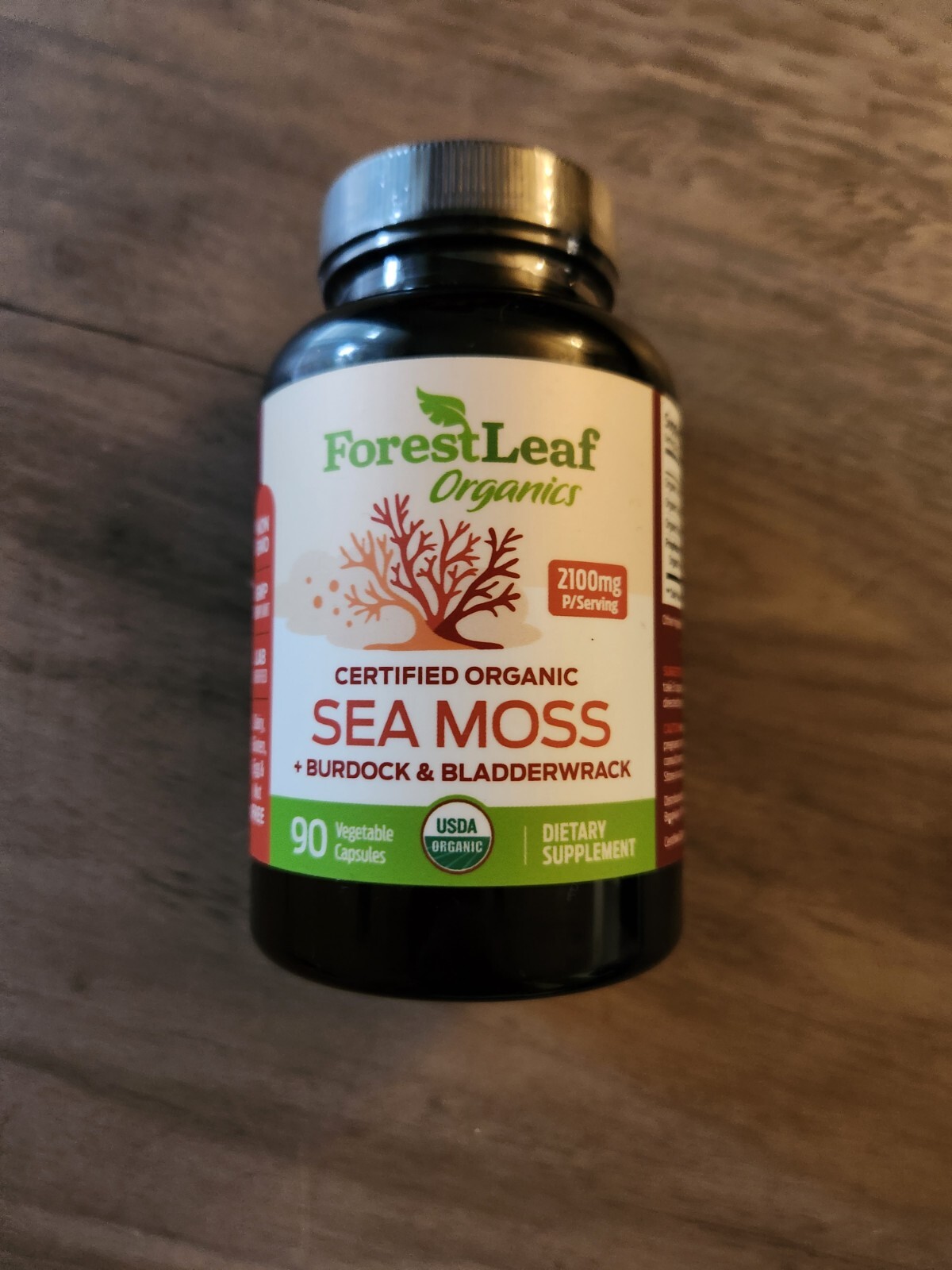Organic Irish Sea Moss w Bladderwrack, Burdock Root 90 Caps-3 per serv EXP 12/26