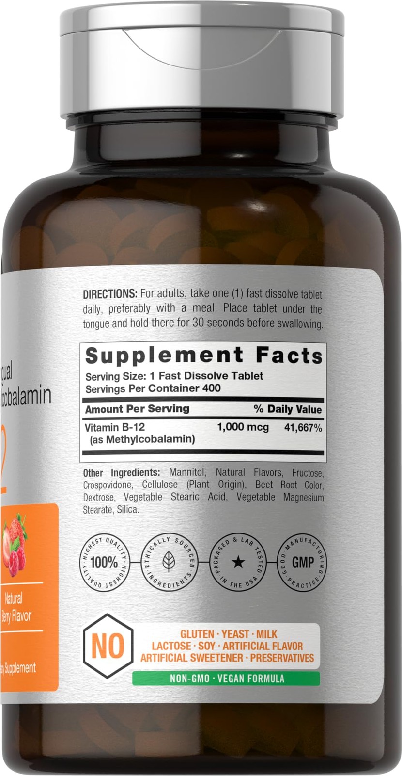 Horbaach Vitamin B12 1000 mcg Sublingual | 400 Fast 400 Count (Pack of 1)