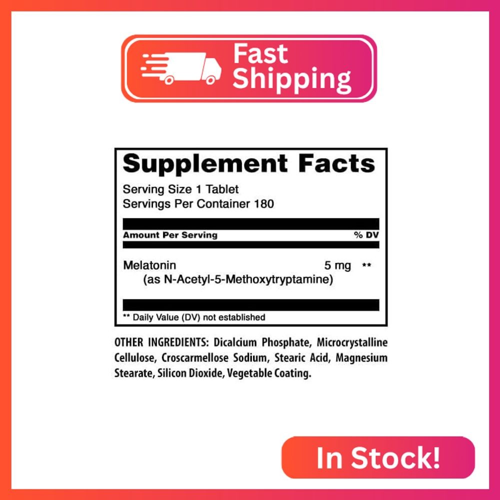 Amazing Formulas Melatonin Supplement | 5 Mg Per Serving | 180 Tablets | Non-GMO