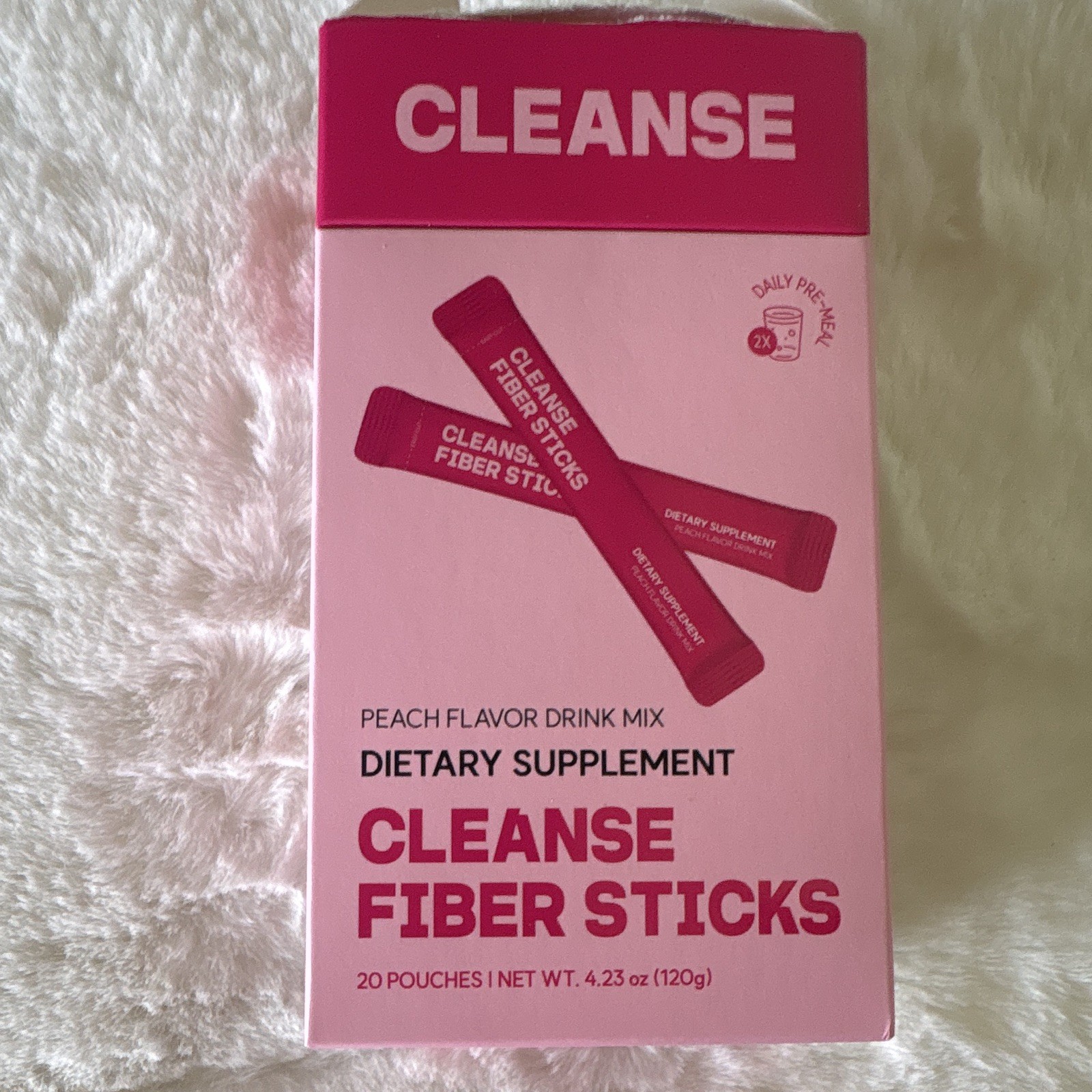 Cleanse Fiber Sticks Peach Drink Mix Fiber Supplement 20 Pouches 4.23 oz