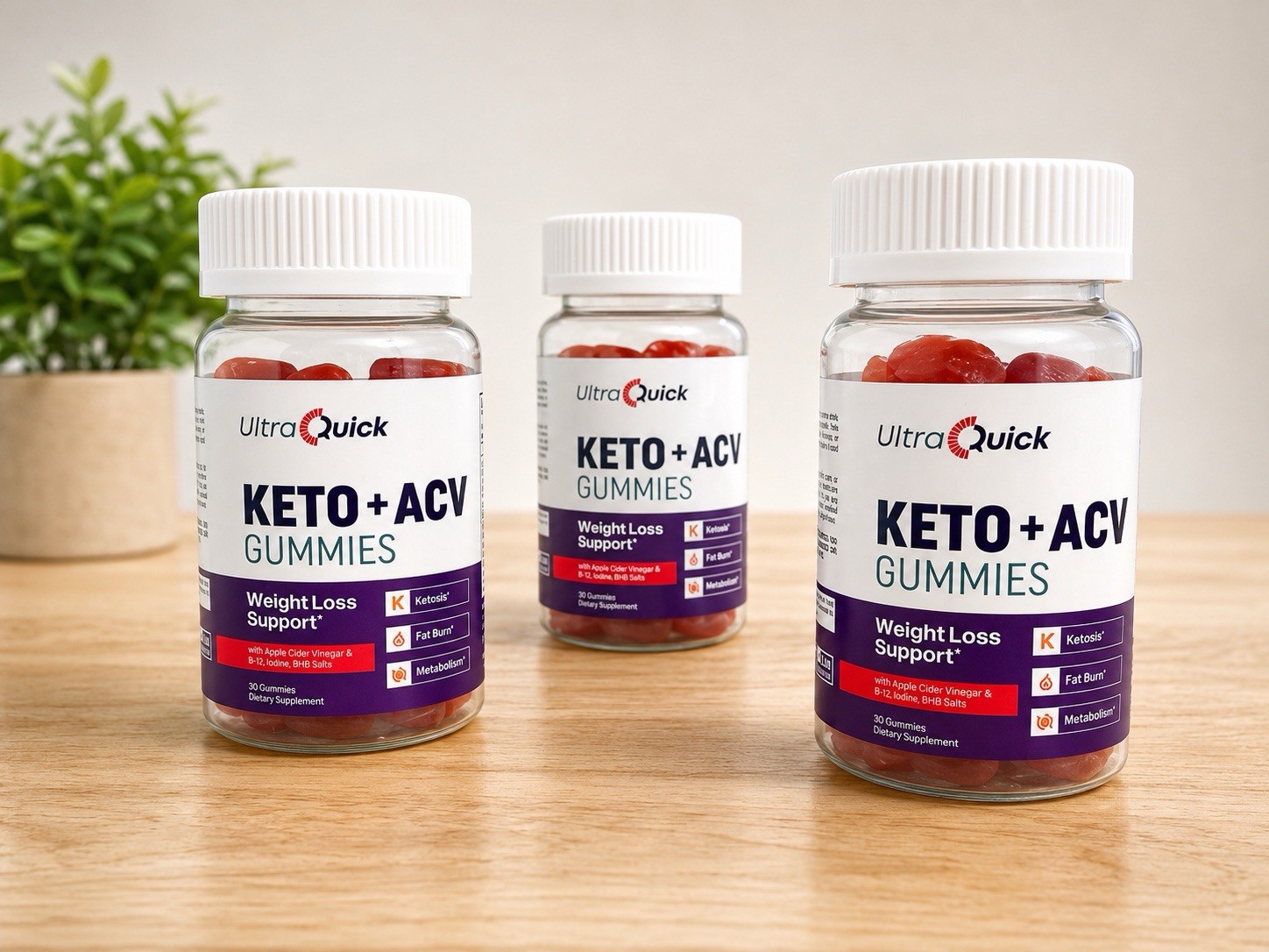 UltraQuick Keto + ACV Gummies (3 Bottles) – New & Sealed