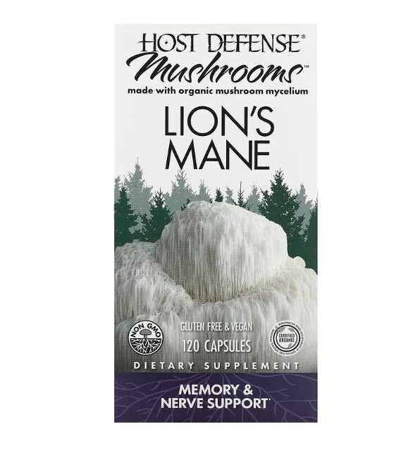 Host Defense, Mushrooms, Lion’s Mane, 120 Capsules (organic mushroom mycelium)