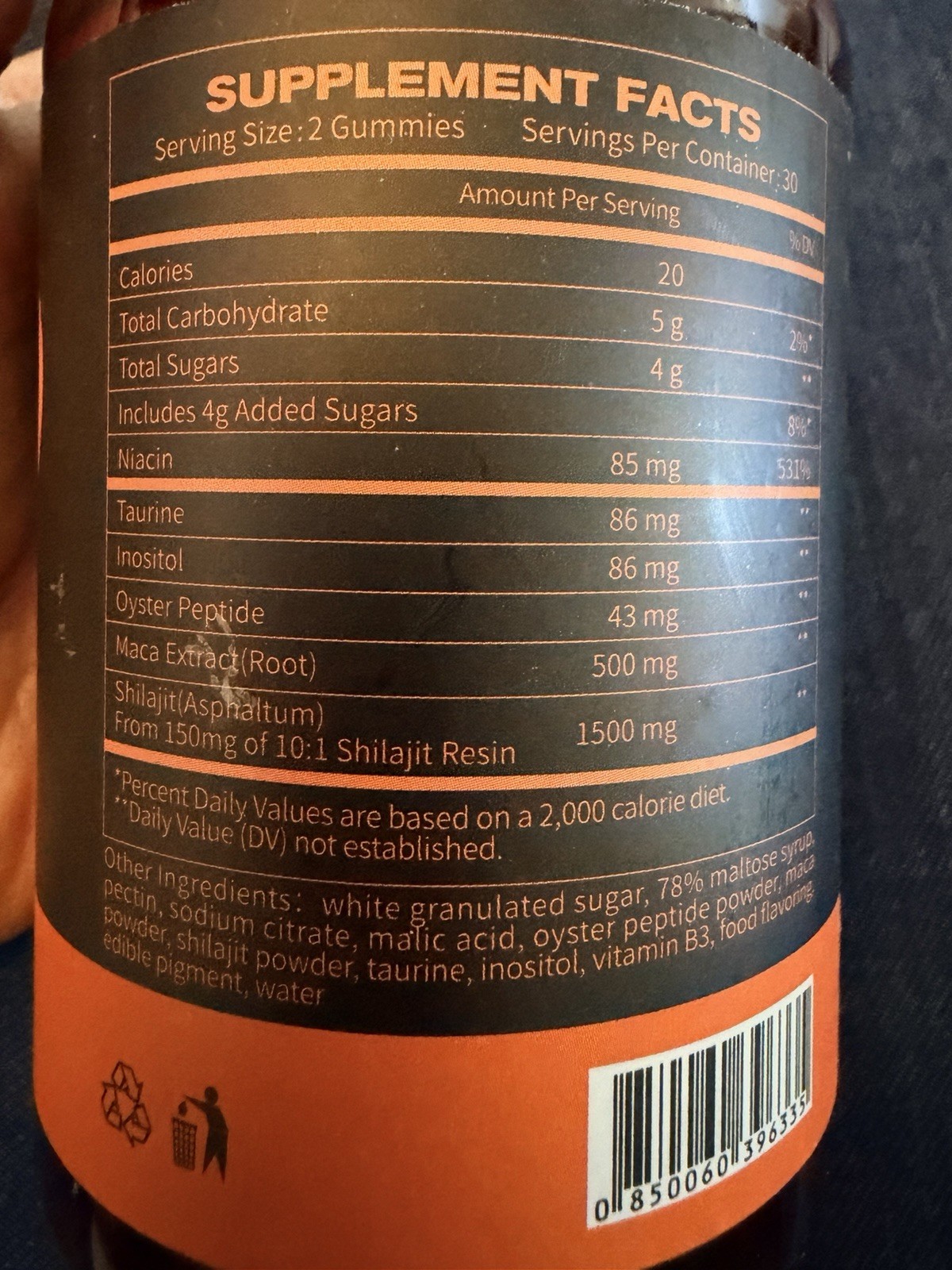 Susnen Power Gummies Shilajit Citrus Flavor Natural Organic 60 Gummies