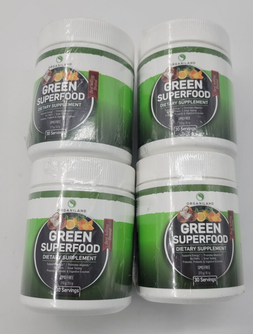 Four Organiland Green Superfood Dietary Supplement – 273 g / 9.1 g 30 servings