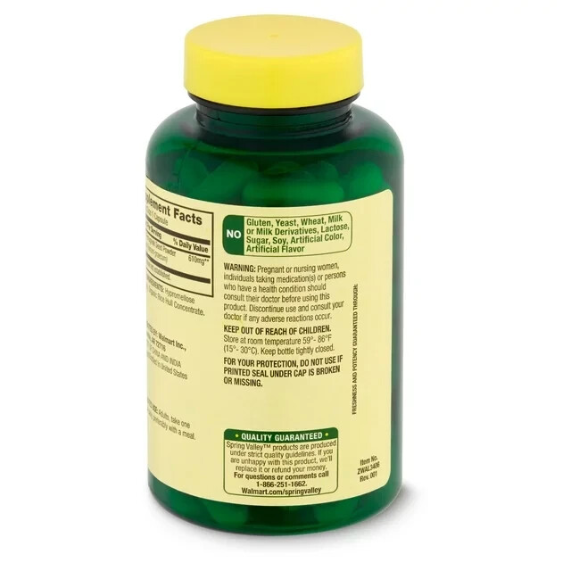 Spring Valley Fenugreek Dietary Supplement Capsules for Adults, 610mg, 100 Count
