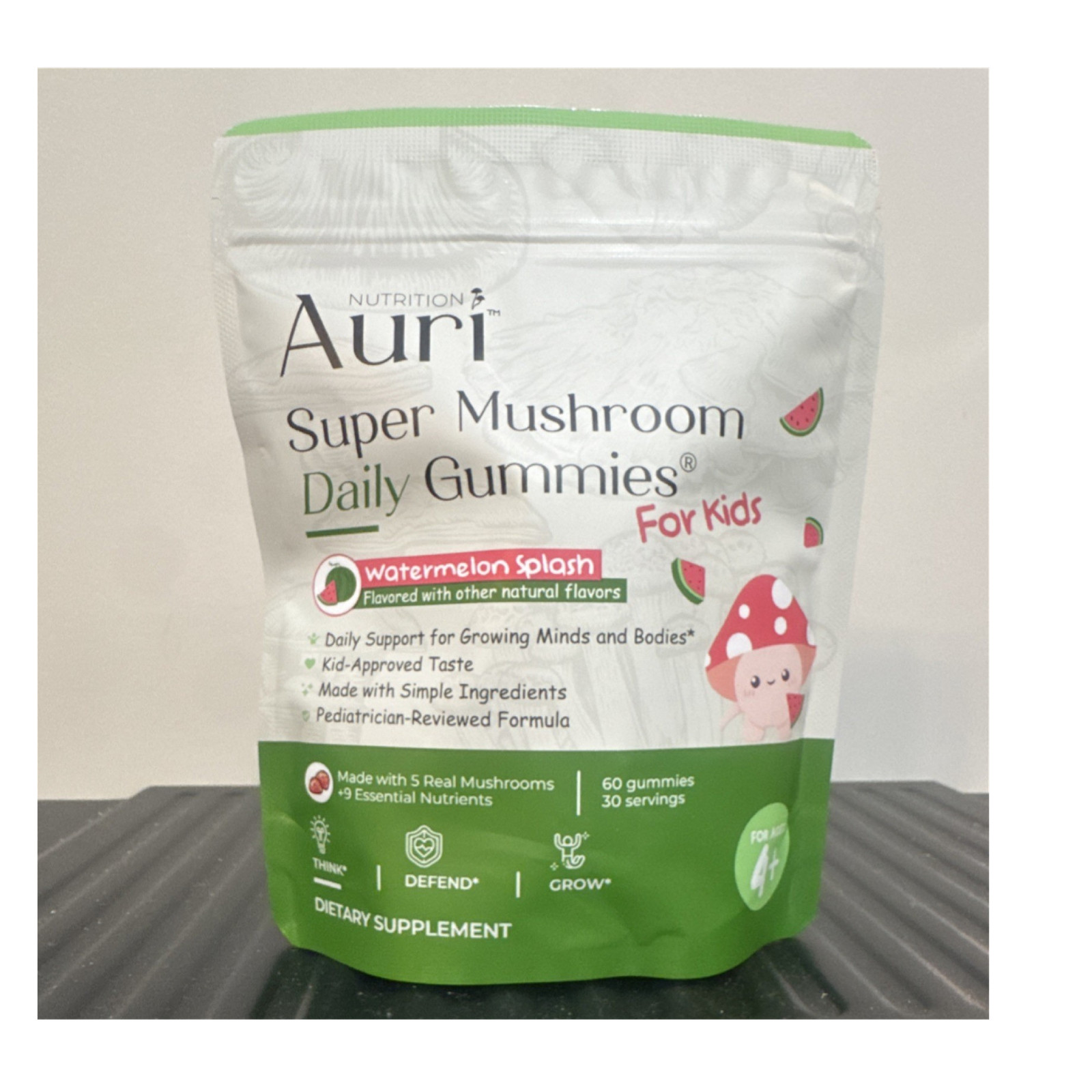Auri Nutrition Super Mushroom Daily Support Gummies Kids Watermelon Splash 60 ct