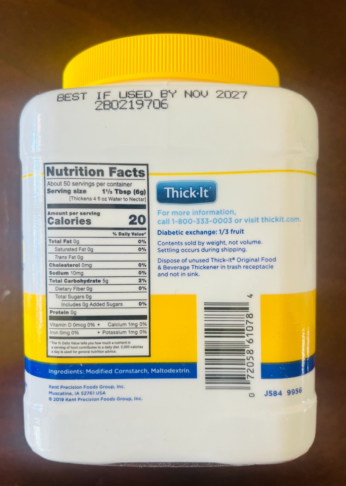 Thick-It Original Food & Drink Thickener Unflavored 10 oz. Canister Exp 11/2027