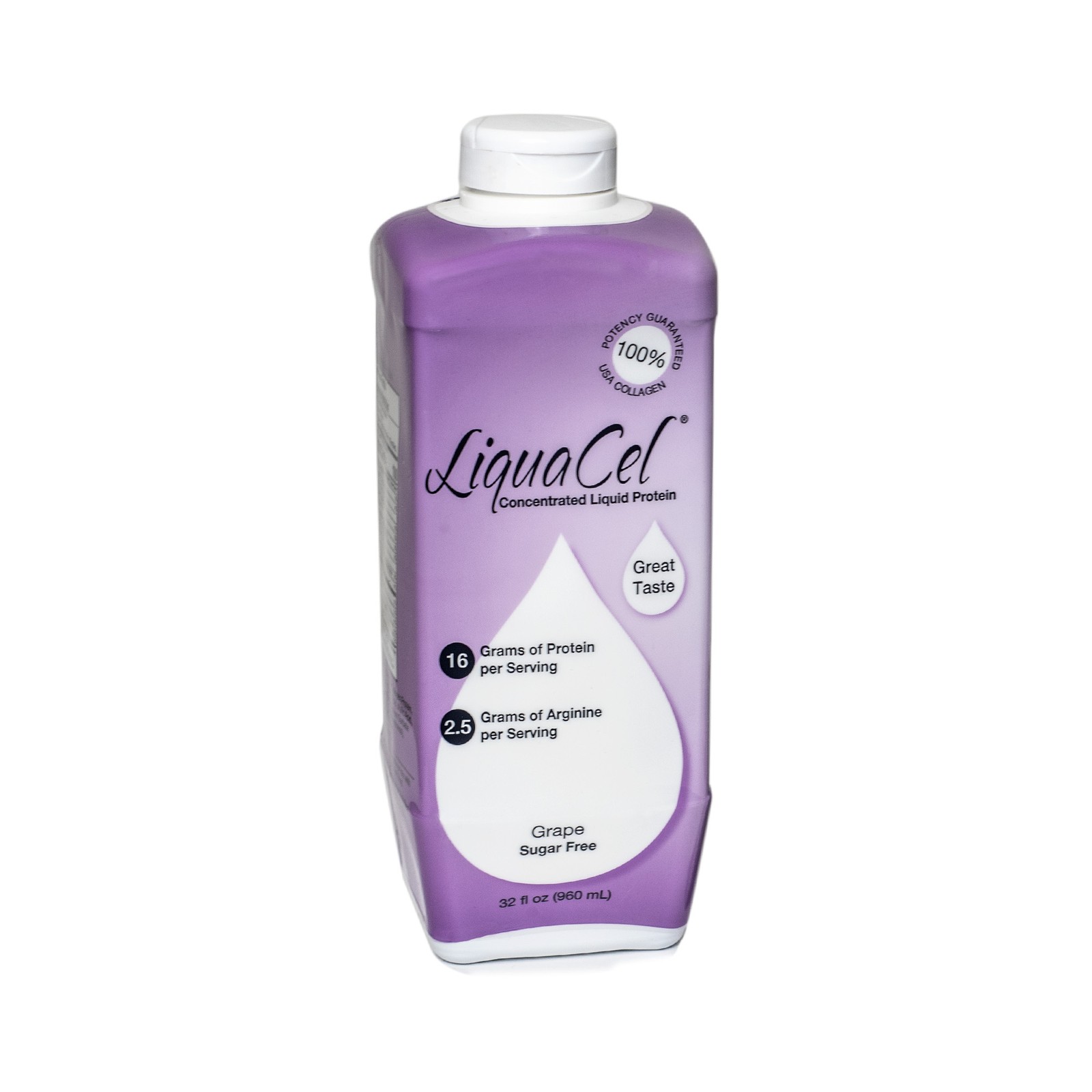 Liquacel Concentrated Liquid Protein Supplement Grape Flavor Sugar Free 32 Fl Oz