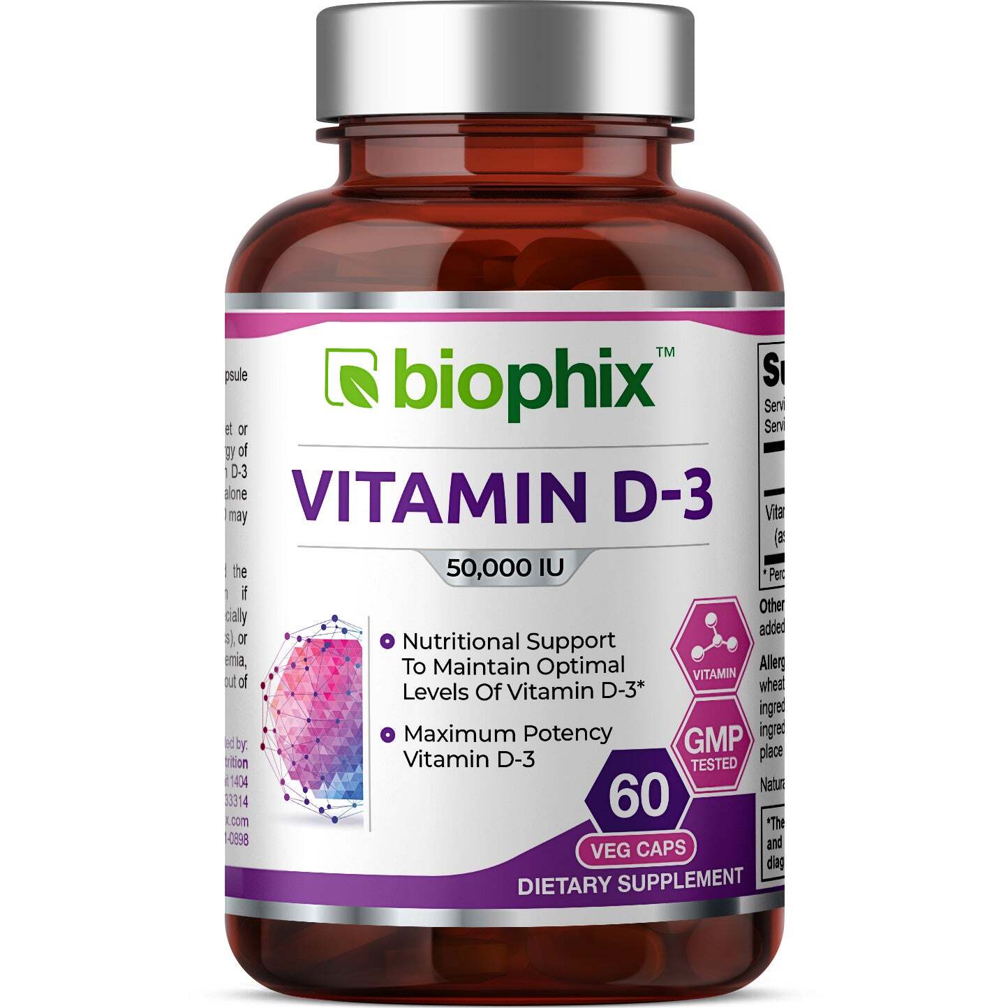 Biophix Vitamin D-3 50000 IU 60 Vcaps – Maximum High Potency