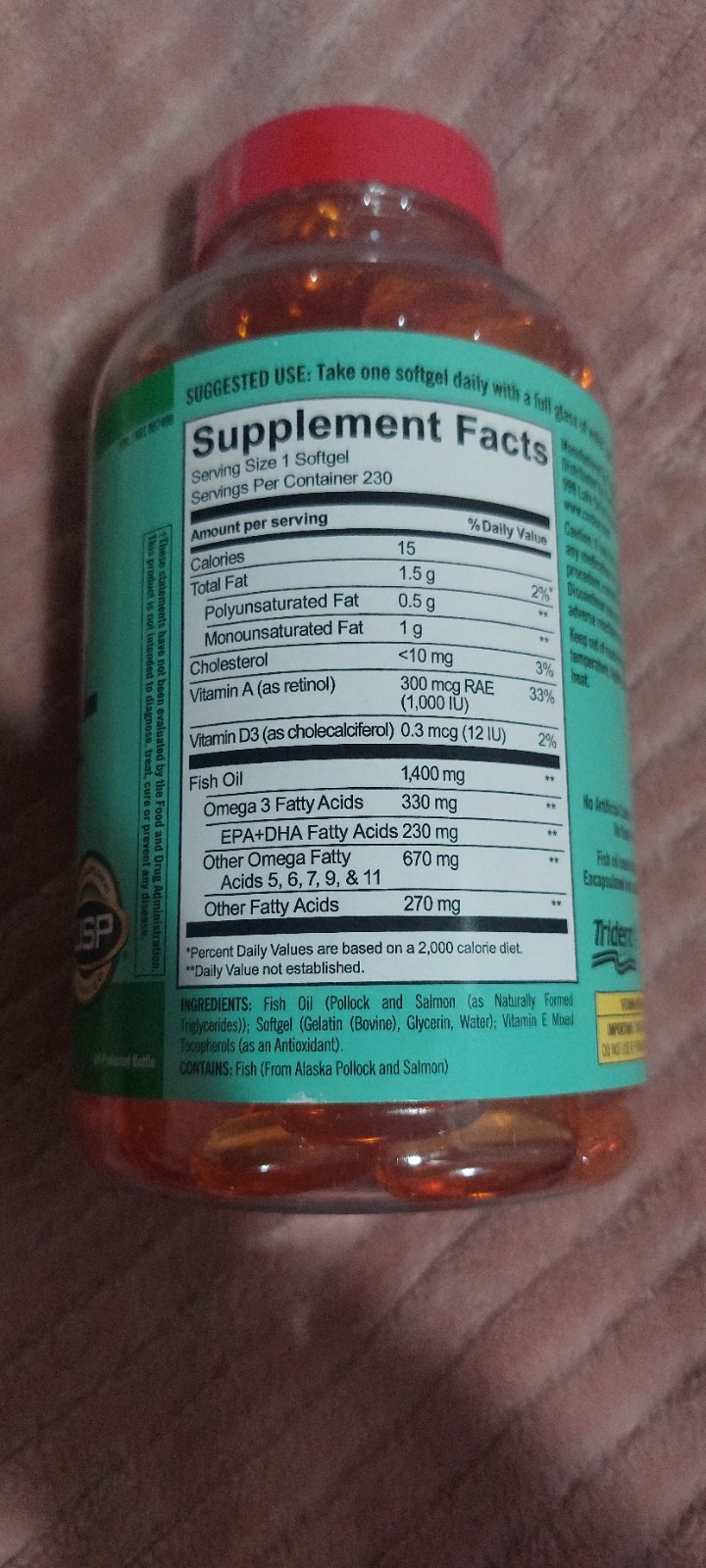 Kirkland Signature Wild Alaskan Fish Oil 1400mg Omega-3 (230 Softgels) USP