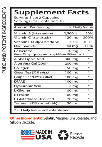 antioxidant herbal blend – ANTI WRINKLE FORMULA 1395MG – multivitamin blend 1B