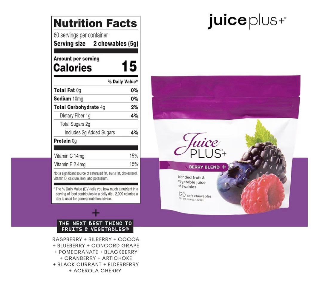 JuicePlus+ Fruit, Vegetable & Berry Blend Soft Chews Soft Chewables 3 Packs