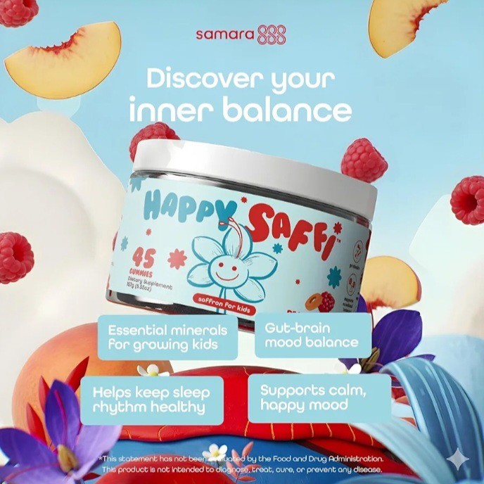 Happy Saffi Saffron for Kids Gummies Supports Happy Mood & Temper Control 45ct