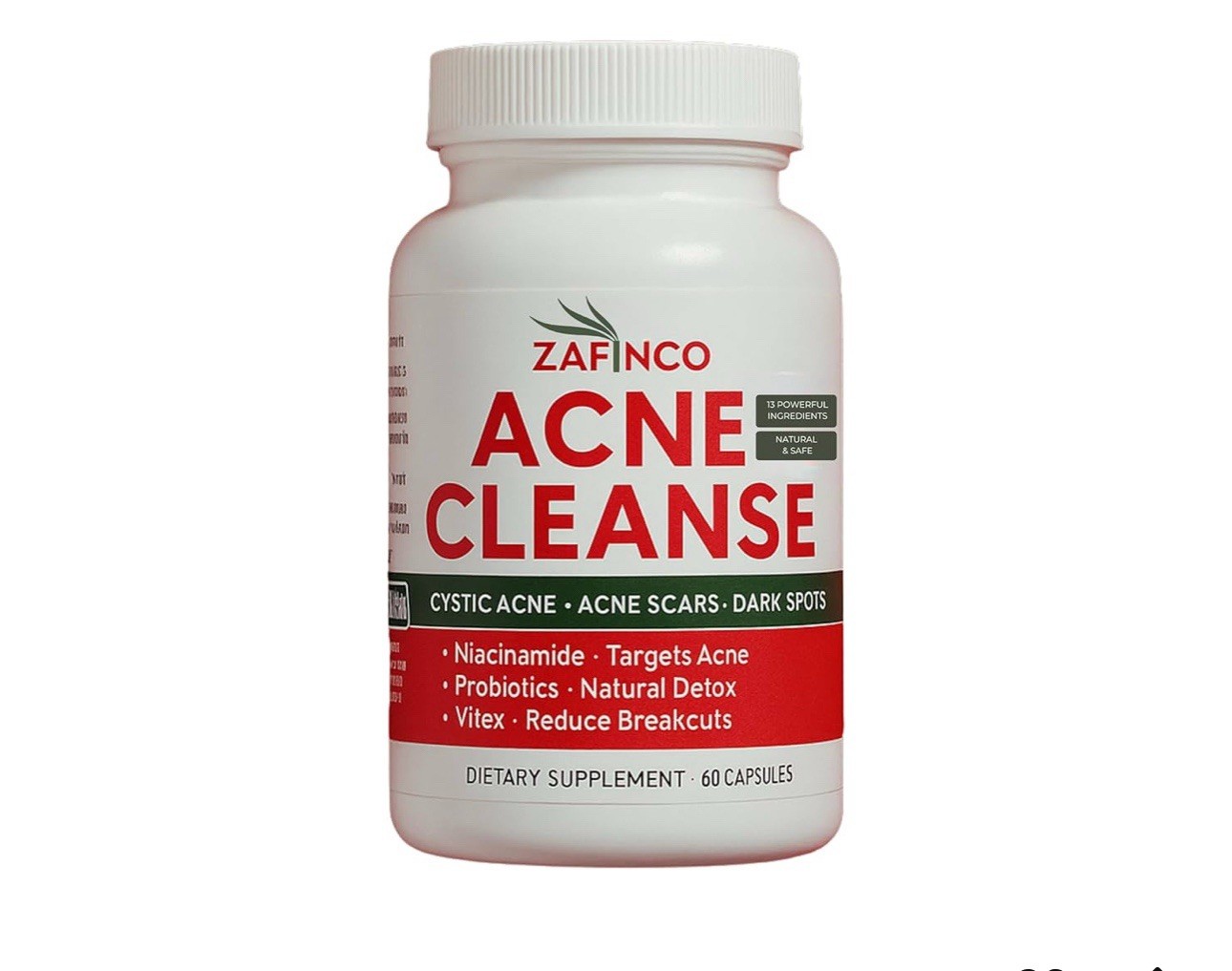Acne Cleanse Capsules.Organic Vitex Angus Extract, Niacinamide, Biotin for Teens