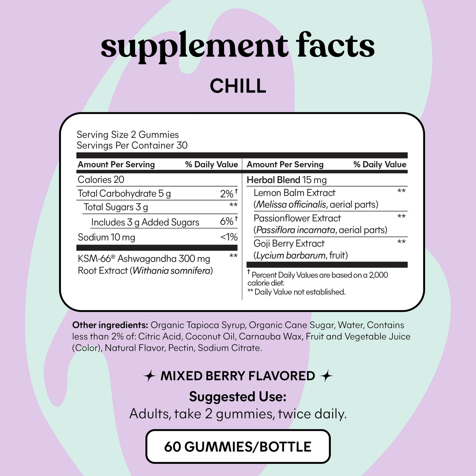 Lemme Chill Stress Relief Gummies with 300mg KSM-66 60 Count (Pack of 1)