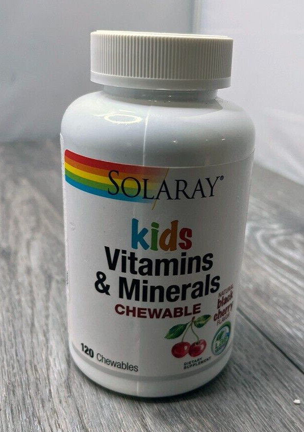 Solaray Kids Vitamins & Minerals Black Cherry 120 Chewables Exp 4/27
