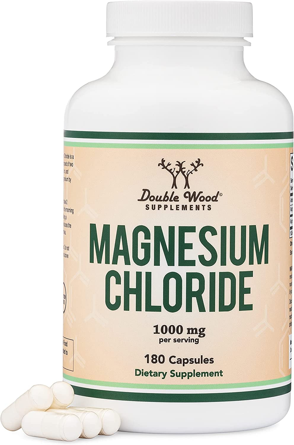 Magnesium Chloride Capsules – 180 Count, 1,000mg Per Serving, Supports Digestive