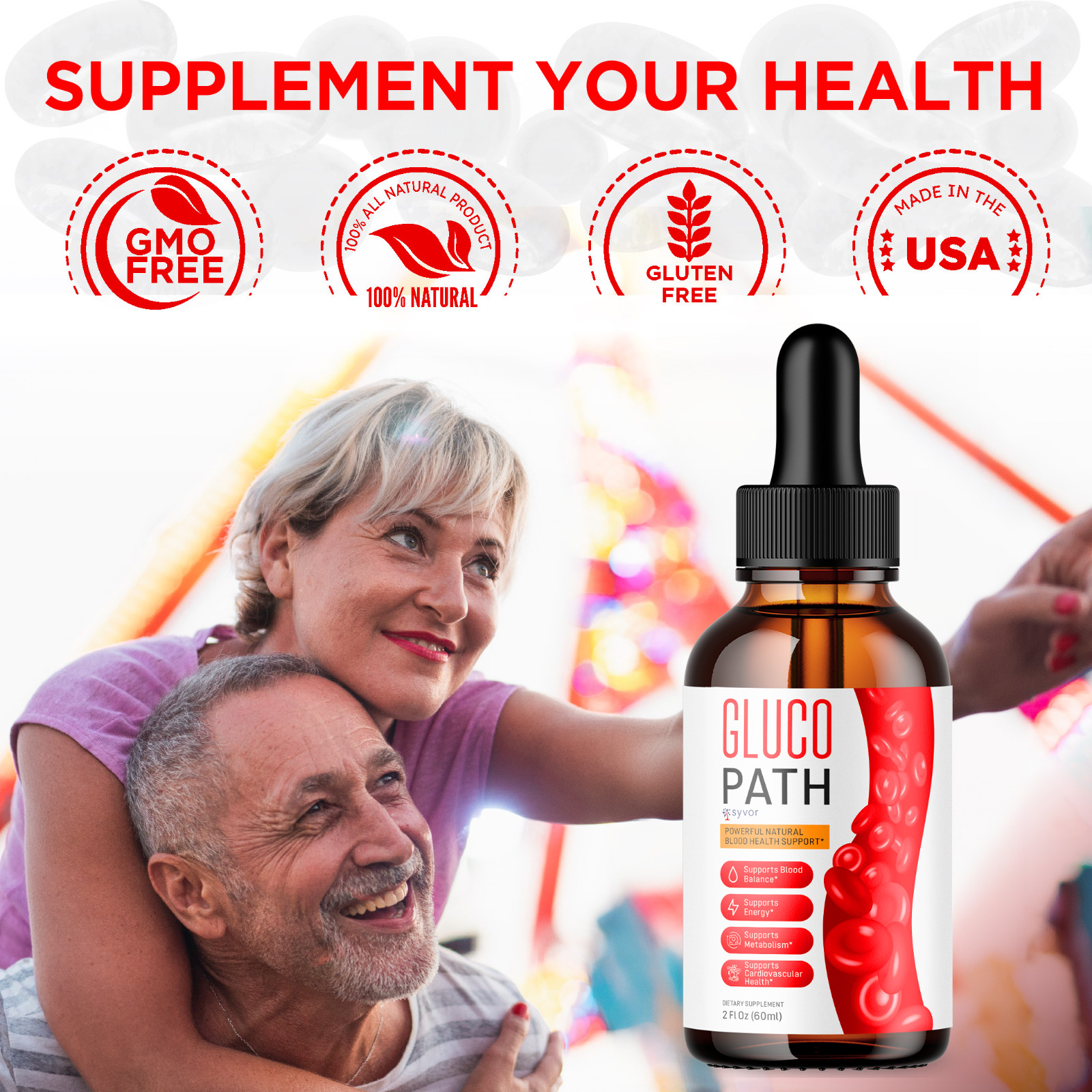 (1 Pack) Gluco Path Blood Support Drops Advanced Vitamin Formula Supplement 2ML