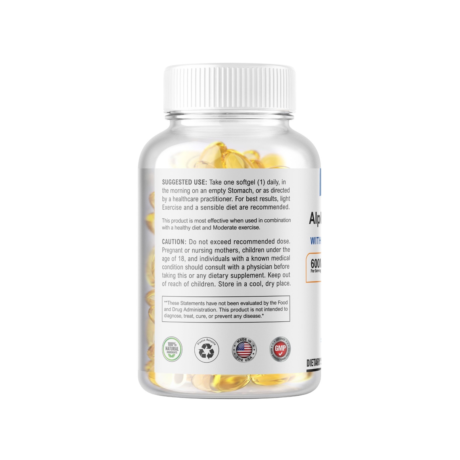 Alpha Lipoic Acid – 600mg Per Serving – 240 Softgels